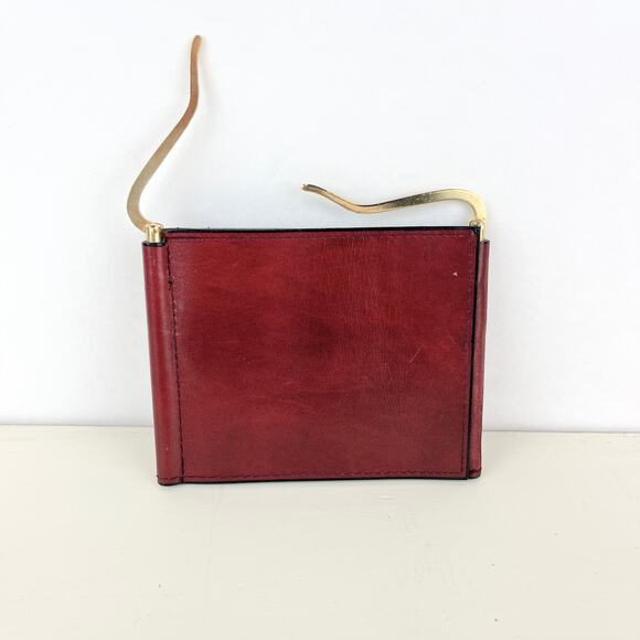 Vintage Bordeaux Leather Billfold Money Clip - Picture 7 of 8